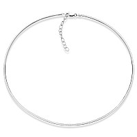 Miabella 925 Sterling Silver Italian 2Mm Or 25Mm Solid Dome Omega Link Chain Necklace For Women 16 2 Inch Ext Made In Italy