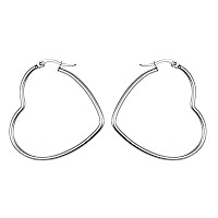 Mengpa Heart Hoop Earrings For Women Stainless Steel Lightweight Jewelry Silver Us3298S