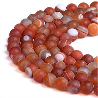 Pltbeads Natural Gemstone Loose Beads Smooth Round Approxi 15 Inch Diy Bracelet Necklace For Jewelry Making 8Mm Matte Red Oran