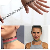 Bodyj4You 12Pc Choker Necklace Set Henna Tattoo 90S Oldschool Style Kids Teens Girls Women Multicolor Neon Fuchsia Pink A