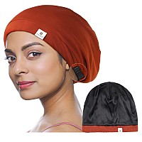 Yanibest 100 Mulberry Silk Lined Sleep Cap Christmas Gifts Silk Bonnet For Sleeping Orange Hair Cover Bonnet For Natural Hair