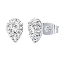 Pavoi 14K Gold Plated Sterling Silver Post Brilliant Round Faux Diamond Tear Earrings Premium Cubic Zirconia In White Gold