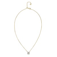 Pavoi 14K Gold Plated Post Faux Diamond Princess Cut Pendant Halo Necklace In Yellow Gold