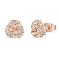 Pavoi 14K Gold Plated Sterling Silver Post Cubic Zirconia Love Knot Stud Earrings 14K Gold Plated In Rose Gold