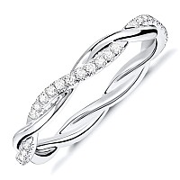 Pavoi 14K Gold Plated Cubic Zirconia Twisted Rope Eternity Band White Gold For Women Size 9