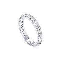 Pavoi 14K Gold Plated Cubic Zirconia Double Row Eternity Band White Gold For Women Size 5