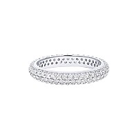 Pavoi 14K Gold Plated Cubic Zirconia Double Row Eternity Band White Gold For Women Size 5