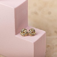 Pavoi 14K Gold Plated Sterling Silver Post Cubic Zirconia Love Knot Stud Earrings 14K Gold Plated In Yellow Gold