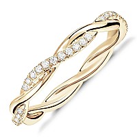 Pavoi 14K Gold Plated Cubic Zirconia Twisted Rope Eternity Band Yellow Gold For Women Size 9