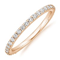 Pavoi 14K Gold Plated Cubic Zirconia Diamond Stackable Eternity Bands Rose Gold For Women Size 7