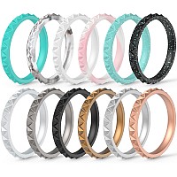 Thunderfit Womens Triangle Diamond Stackable Rings 12 Rings 657 173Mm