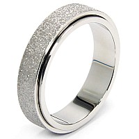 Titanium Stainless Steel Anxiety Ring For Women Men Spinner Fidget Ring Size 10 Width 6Mm Silver Sand Blasted Finished