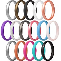 Thunderfit Super Thin Stackable Silicone Rings Wedding Bands 16 Rings 354 149Mm