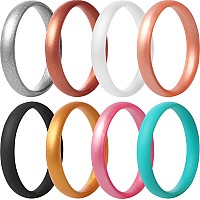 Thunderfit Super Thin Stackable Silicone Rings Wedding Bands 8 Rings 10511 206Mm