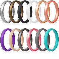 Thunderfit Super Thin Stackable Silicone Rings Wedding Bands 12 Rings 657 173Mm