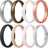 Thunderfit Super Thin Stackable Silicone Rings Wedding Bands 8 Rings 859 189Mm