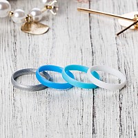 Thunderfit Super Thin Stackable Silicone Rings Wedding Bands 4 Rings Blue Light Blue White Silver 10511 206Mm