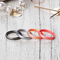 Thunderfit Super Thin Stackable Silicone Rings Wedding Bands 4 Rings Metallic Pink Rose Gold Silver Dark Silver 354 14