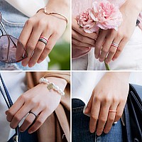 Thunderfit Super Thin Stackable Silicone Rings Wedding Bands 4 Rings Metallic Pink Rose Gold Silver Dark Silver 354 14