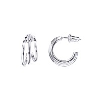 Pavoi 14K Gold Plated Sterling Silver Post Split Huggie Earrings White Gold Earrings For Women