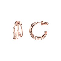 Pavoi 14K Gold Plated Sterling Silver Post Split Huggie Earrings Rose Gold Earrings For Women