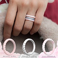 Thunderfit Thin Braided Silicone Wedding Rings For Women 8 Rings Stackable Rubber Engagement Band 31Mm Width 2Mm Thick 85