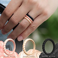 Thunderfit Thin Braided Silicone Wedding Rings For Women 12 Rings Stackable Rubber Engagement Band 31Mm Width 2Mm Thick 9