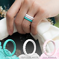 Thunderfit Thin Braided Silicone Wedding Rings For Women 12 Rings Stackable Rubber Engagement Band 31Mm Width 2Mm Thick 9