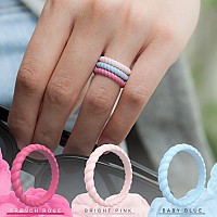 Thunderfit Thin Braided Silicone Wedding Rings For Women 16 Rings Stackable Rubber Engagement Band 31Mm Width 2Mm Thick 5