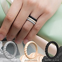 Thunderfit Thin Braided Silicone Wedding Rings For Women 12 Rings Stackable Rubber Engagement Band 31Mm Width 2Mm Thick 8