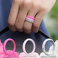 Thunderfit Thin Braided Silicone Wedding Rings For Women 12 Rings Stackable Rubber Engagement Band 31Mm Width 2Mm Thick 8