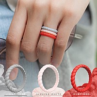 Thunderfit Thin Braided Silicone Wedding Rings For Women 12 Rings Stackable Rubber Engagement Band 31Mm Width 2Mm Thick 4