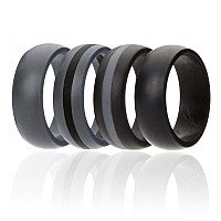 ROQ 8mm Silicone Wedding Ring Set, Size 7, Black & Grey