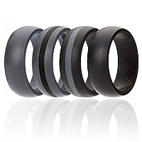 ROQ 8mm Silicone Wedding Ring Set, Size 7, Black & Grey