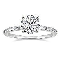 Eamti 925 Sterling Silver 125 Ct Round Solitaire Cubic Zirconia Engagement Ring Halo Promise Ring Size 10