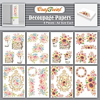 Craftreat Sunflower Decoupage Paper For Crafts Beautiful Flower And Sunflower Vintage Size A4 83 X 117 Inch 8 Pcs Furni