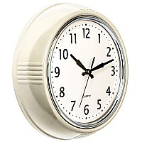 Bernhard Products Retro Wall Clock 95 Inch Cream Kitchen 50S Vintage Design Round Silent Non Ticking Quality Quartz Clock For Ho