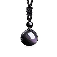 Black Obsidian Necklace Obsidian Pendant Obsidian Necklace For Woman Rainbow Obsidian Stone Black Obsidian Pendant