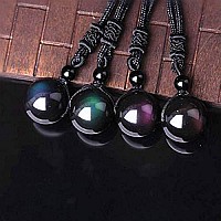 Black Obsidian Necklace Obsidian Pendant Obsidian Necklace For Woman Rainbow Obsidian Stone Black Obsidian Pendant