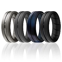 Roq Silicone Rubber Wedding Ring For Men Comfort Fit Mens Wedding Band Breathable Rubber Engagement Band 8Mm Wide 2Mm Thick