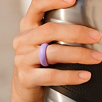 Roq Silicone Rings For Women Breathable Silicone Rings Bands Comfort Fit Silicone Wedding Ring For Women Silver Lavender B