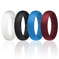 Roq Silicone Rings For Women Breathable Silicone Rings Bands Comfort Fit Silicone Wedding Ring For Women Maroon Navy Blue