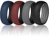 Thunderfit Men Breathable Air Grooves Silicone Wedding Ring Wedding Bands 78Mm Wide 18Mm Thick Blueblack Greyblack Dark