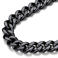 Findchic Choker Chain Necklace For Women Chunky Black Curb Chain Necklace Thick 12Mm 16Inch Cuban Link Chains