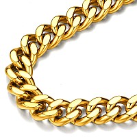 Findchic Gold Plated Chain Chunky Curb Chain Necklace Thick Heavy Duty Cuban Link Chains For Men Women 12Mm 20 Street Fashion