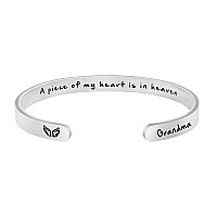 Joycuff A Piece Of My Heart Is In Heaven Memorial Jewelry Loss Of Grandma Sympathy Gifts For Women Remembrance Mantra Cuff Brace