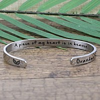 Joycuff A Piece Of My Heart Is In Heaven Memorial Jewelry Loss Of Grandma Sympathy Gifts For Women Remembrance Mantra Cuff Brace