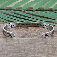 Joycuff A Piece Of My Heart Is In Heaven Memorial Jewelry Loss Of Husband Sympathy Gifts For Women Remembrance Mantra Cuff Brace