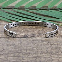 Joycuff A Piece Of My Heart Is In Heaven Memorial Jewelry Loss Of Husband Sympathy Gifts For Women Remembrance Mantra Cuff Brace