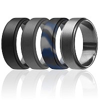 Roq Silicone Rubber Wedding Ring For Men Comfort Fit Mens Wedding Band Breathable Rubber Engagement Band 8Mm Wide 2Mm Thick